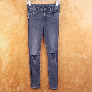 ALL SAINTS Womens Jeans Size 27 Charcoal Wash Skinny GRACE Ankle Fray Distressed